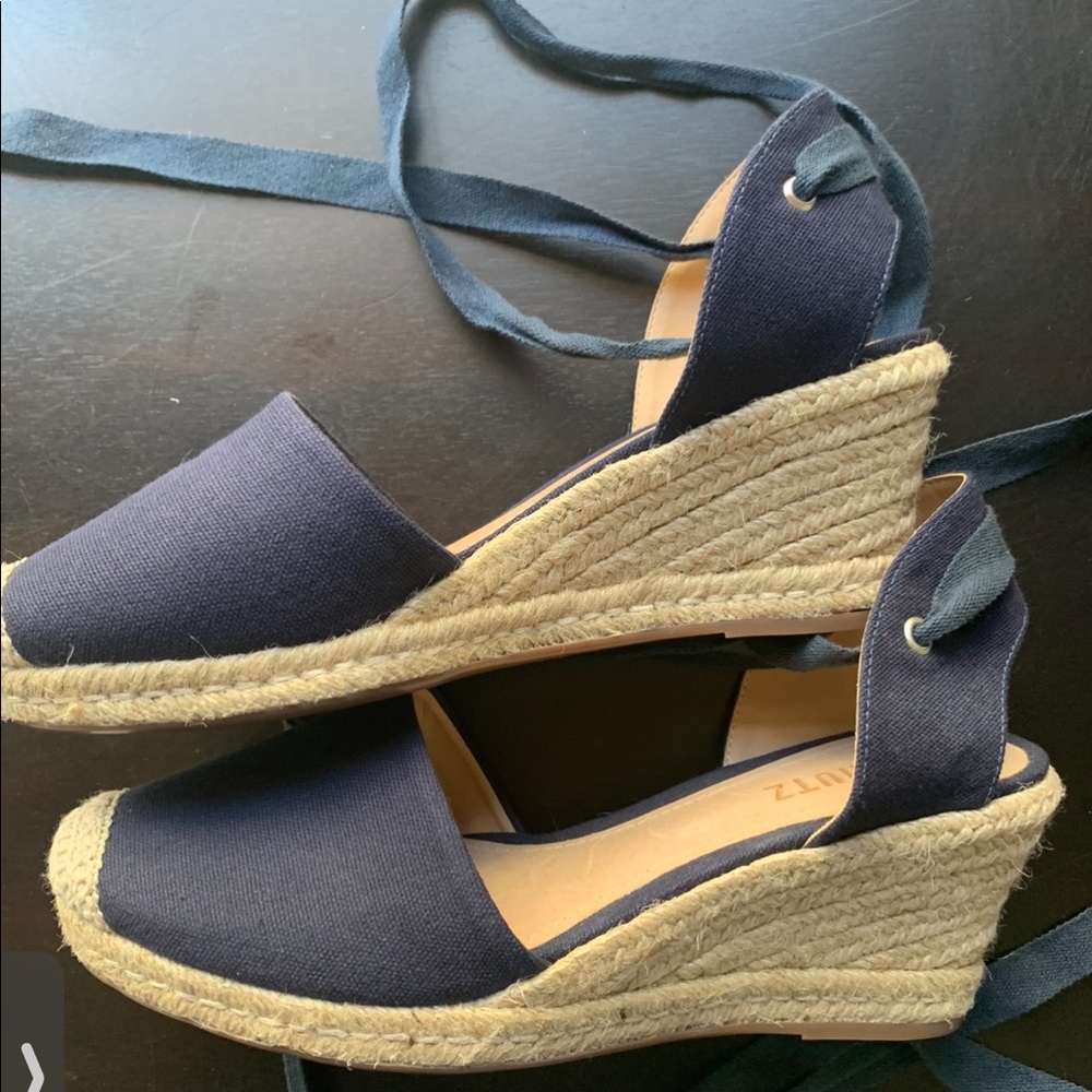 Schutz Navy Blue Wedge Espadrilles